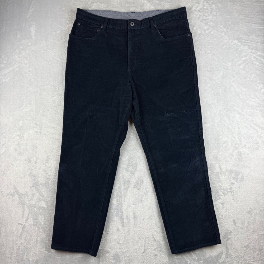 LL Bean Corduroy Pants Mens 36x29 Navy Blue 5 Pocket Cords Straight Stretch